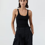 Soft Jersey Slim Scoop Tank - Jet Black