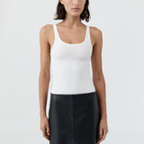 Soft Jersey Slim Scoop Tank - White