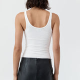Soft Jersey Slim Scoop Tank - White