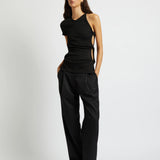 Open Twist Side Tee - Black