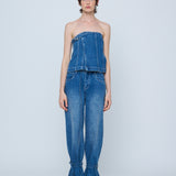 Belted Denim Top - Indigo