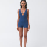 Patty Pinstripe Wool Top - Denim