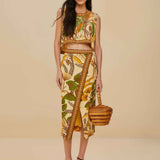 Foliage Sketch Sand Midi Skirt