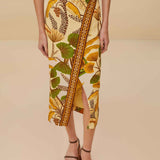 Foliage Sketch Sand Midi Skirt
