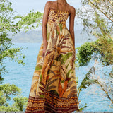 Foliage Sketch Sand Maxi Dress