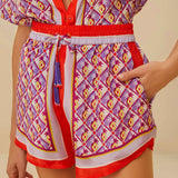 Graphic Pineapple Scarf Multicolour Shorts