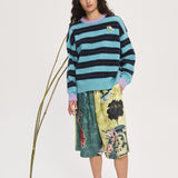 Domenica Teal Stripe Sweater