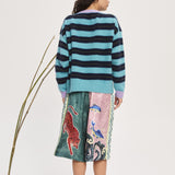 Domenica Teal Stripe Sweater