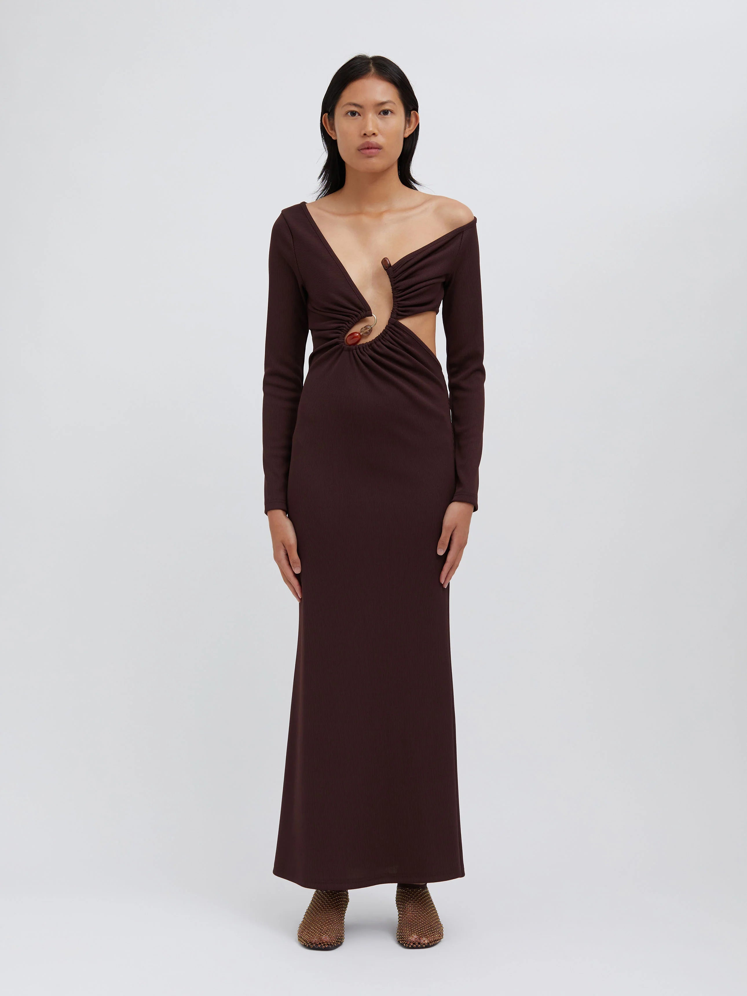 christopher esber dresses Spiral Crystal Dress Mahogany | Christopher Esber