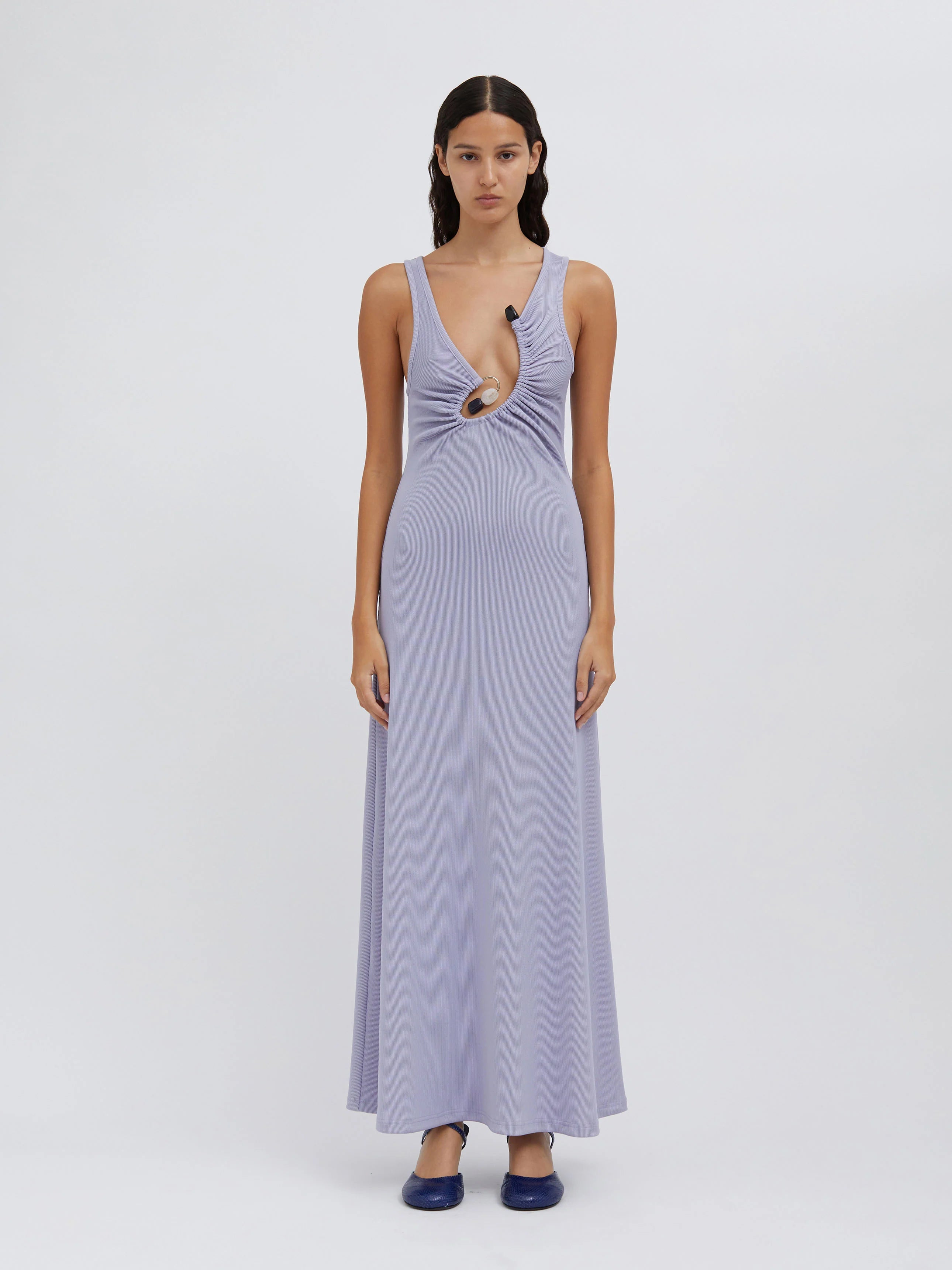 christopher esber purple dress Cutout ruched maxi dress in purple - Christopher Esber