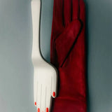 Hand Cake Server - Ivory/Red