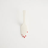Hand Cake Server - Ivory/Red