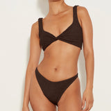 Juno Bikini Crinkle - Metallic Chocolate