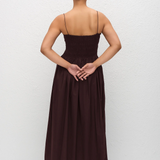 Shirred Bodice Dress - Aubergine