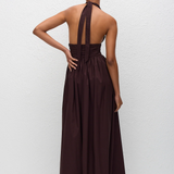 Plunge Halter Dress - Aubergine