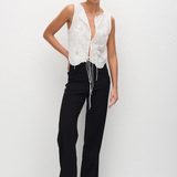 Broderie Tie Blouse - White