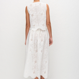 Broderie Tie Blouse - White