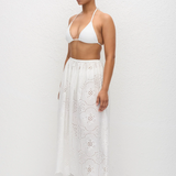 Broderie Midi Skirt - White