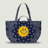 Medium Quilted Happy Face Tote Bag - All Navy