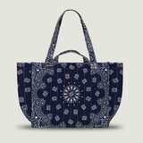 Medium Quilted Happy Face Tote Bag - All Navy