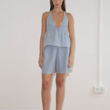 Button Halter - Blue Stripe