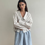 Press Stud Short - Blue Stripe