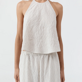 Crushed Halter Top - Petite Pinstripe