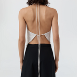 Crushed Halter Top - Petite Pinstripe