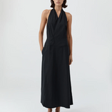 Halter Wrap Dress - Black