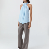 Oxford Halter Tie Back Top - Ciel Blue