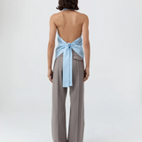 Oxford Halter Tie Back Top - Ciel Blue