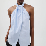 Oxford Halter Tie Back Top - Ciel Blue