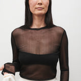 Mesh Long Sleeve Top - Black