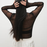Mesh Long Sleeve Top - Black