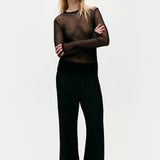Mesh Long Sleeve Top - Black