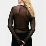Mesh Long Sleeve Top - Black