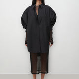 Cotton Silk Round Shirt - Black