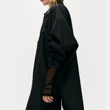 Cotton Silk Round Shirt - Black