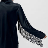Fringe Bias Cut Shirt - Black