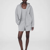 Bond Zip Up Hoodie Framed Monogram - Heather Grey