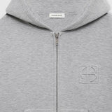 Bond Zip Up Hoodie Framed Monogram - Heather Grey