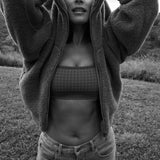 Houndstooth Wool Bralet - Spice