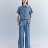 Malin Wool Twill Pants - Cerulean
