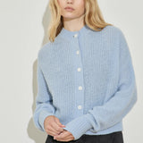 Oversized Crew Neck Cardigan - Pale Blue