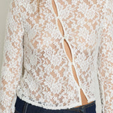 Asymmetric Lace Top - White