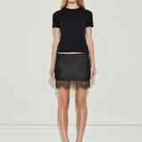 Silk Lace Mini Skirt - Black