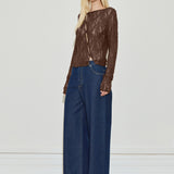 Asymmetric Lace Top - Chocolate