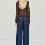 Asymmetric Lace Top - Chocolate