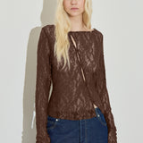 Asymmetric Lace Top - Chocolate