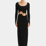 Salvador Beaded Long Sleeve Dress - Black